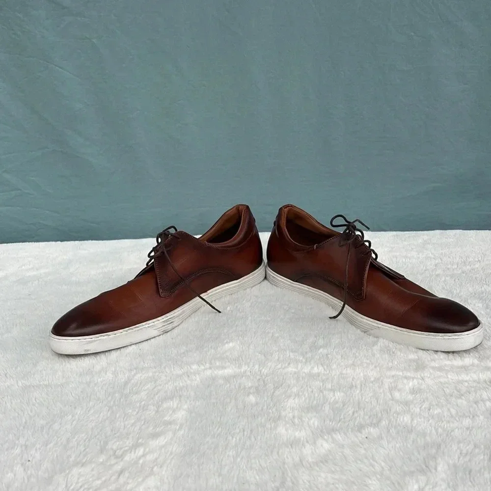 EUC Bruno Magli Men's Colina Derby Oxfords Cognac Brown Size 9 Comfort Luxury